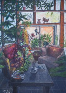 sunset in the window